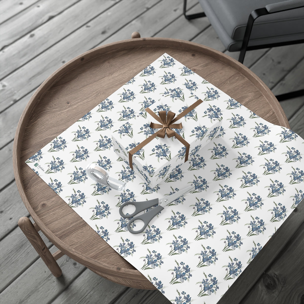 Blue Cosmos Gift Wrap Paper