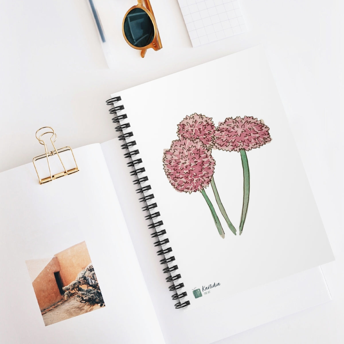 "Three Alliums" Spiral Notebook - Ruled Line